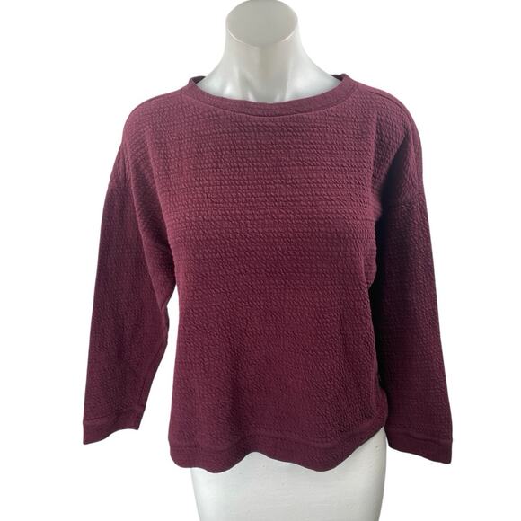 Zara Sweaters - Zara Women's Maroon Textured Knit Crewneck Long Sleeve Shirt Sweater Top Size M